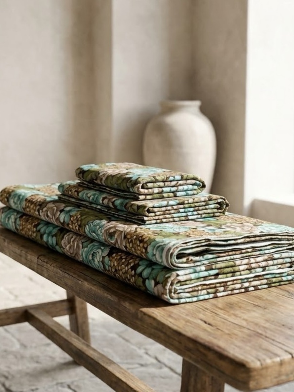 Vintage Fabric Kentshire Home Collection Floral Upholstery Lot Aqua Teal 3 Yds